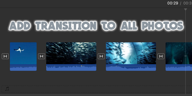 Как да добавите преход към всички снимки в iMovie