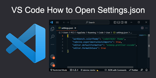 Как да отворите Settings.json във VS Code