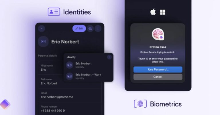 Обновление Proton Pass добавляет функции автозаполнения, биометрии и идентификации